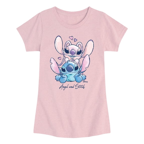 Lilo & Stitch - Angel and Stitch - Youth Girls Fitted Short Sleeve T-Shirt