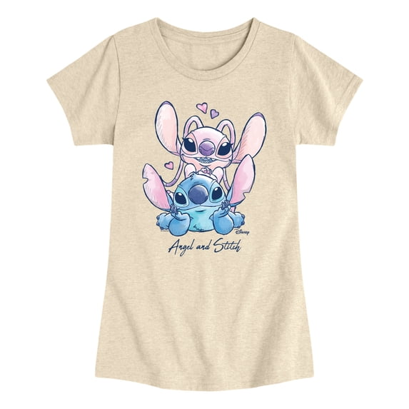 Lilo & Stitch - Angel and Stitch - Youth Girls Fitted Short Sleeve T-Shirt