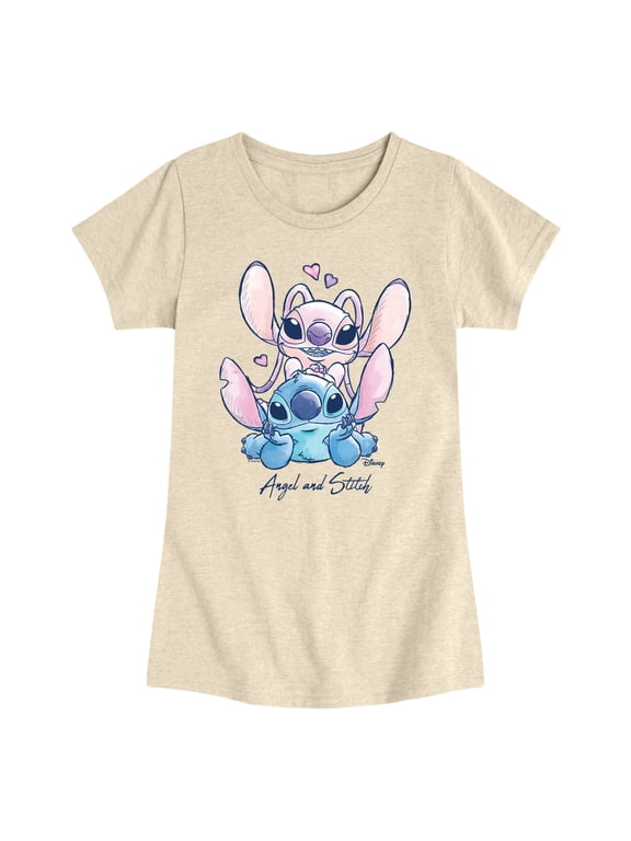 - Angel and Stitch Girls' Fitted Short Sleeve Graphic T-Shirt