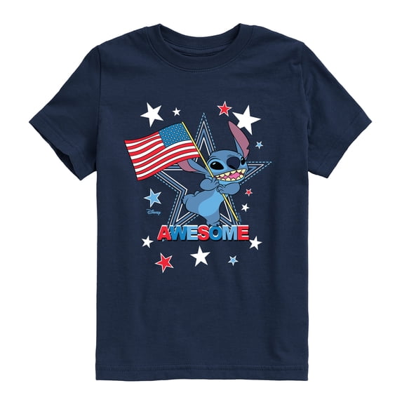 Lilo & Stitch - Awesome Stitch USA - Youth Boys Short Sleeve Graphic T-Shirt