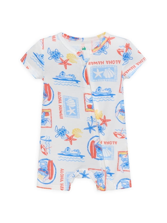 Disney Lilo and Stith Baby Boys Printed Viscose Romper Shortie, Sizes NB-24M