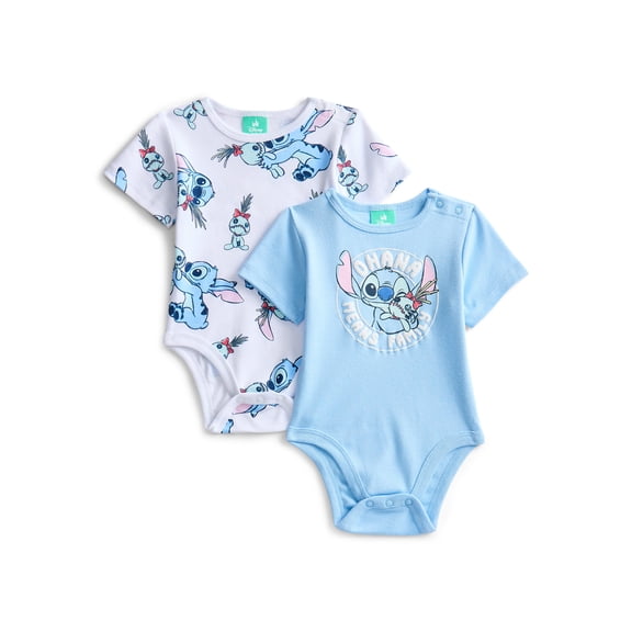 Lilo and Stitch Baby Boys or Girls Graphic One-Piece Bodysuits, 2-Pack, Sizes 0/3M-24M