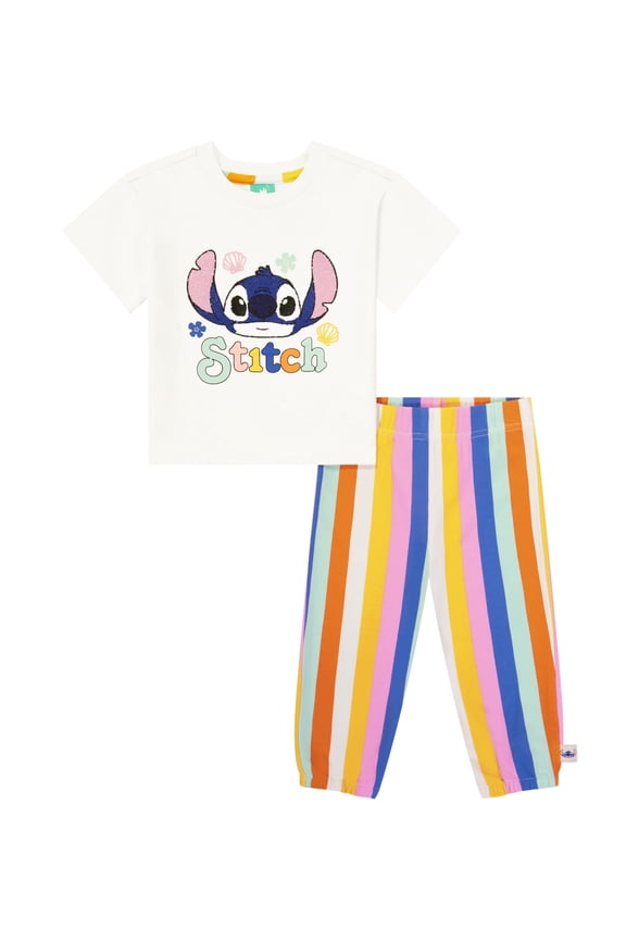 Lilo & Stitch Baby Girl Viscose French Terry Pant Set, Sizes 0-24 Months