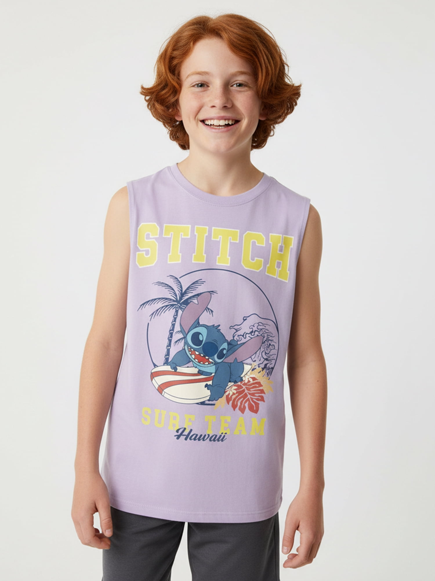 Lilo & Stitch Boys Surf Team Graphic Muscle Tank Top, Sizes 4-18