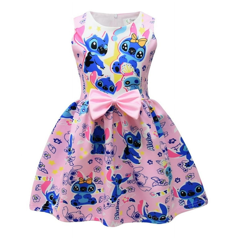 Lilo & Stitch Cartoon Animated Vibrant Summer Dress for Girls 