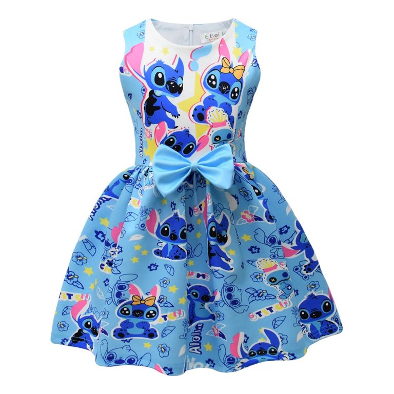 Lilo & Stitch Cartoon Animated Vibrant Summer Dress for Girls 