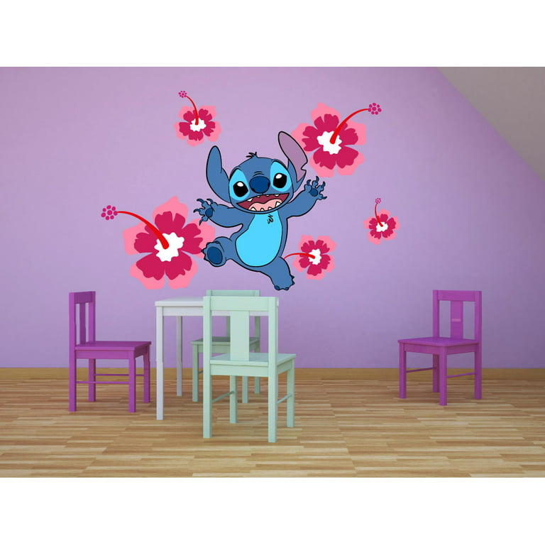 Lilo and Stitch Cartoon Character Wall Art Graphic Decal Sticker Vinyl  Mural Baby Kids Room Bedroom Nursery Kindergarten School House Home Wall  Art Design Removable Peel and Stick 20x12 inch 