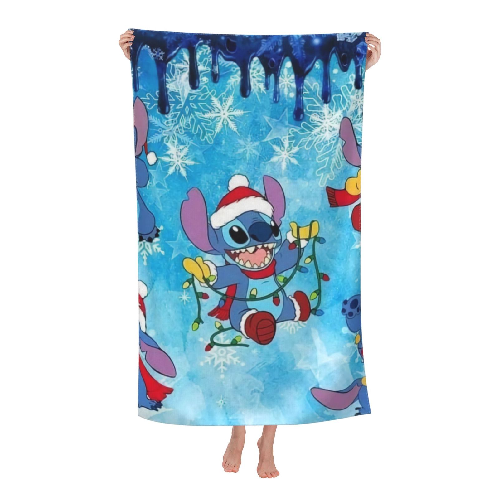Lilo & Stitch Christmas Santa Hat Stitch Portrait Bath Towels for Kids ...