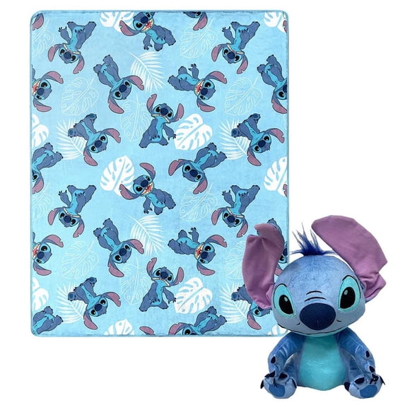 Lilo & Stitch Classic Palms Kids Silk Touch Throw Blanket with Plush Hugger