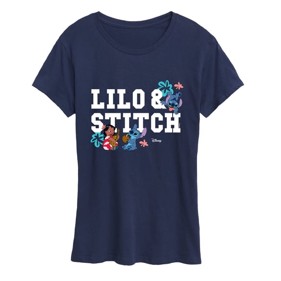 Lilo & Stitch - Collegiate Flowers - Women's Short Sleeve Graphic T-Shirt