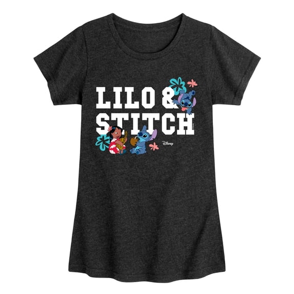 Lilo & Stitch - Collegiate Flowers - Youth Girls Fitted Short Sleeve T-Shirt