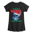 thumbnail image 1 of Lilo & Stitch - Dear Santa I Can Explain - Girls Fitted Short Sleeve Tee, 1 of 4
