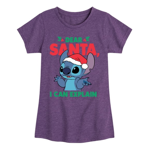 Lilo & Stitch - Dear Santa I Can Explain - Girls Fitted Short Sleeve Tee