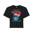 thumbnail image 1 of Lilo & Stitch - Dear Santa I Can Explain - Juniors Cropped Cotton Blend T-Shirt, 1 of 5