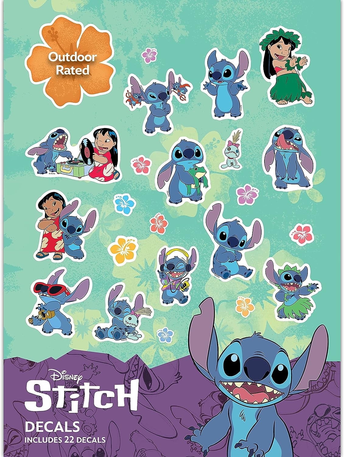 Lilo and Stitch Decals - Set of 22 Lilo and Stitch Stickers for Kids and Adults - Vinyl Decals for Laptop, Tumbler, Water Bottle, Vehicles - Licensed Disney Stickers