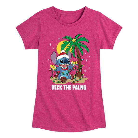 Lilo & Stitch - Deck The Palms - Girls Fitted Short Sleeve Tee