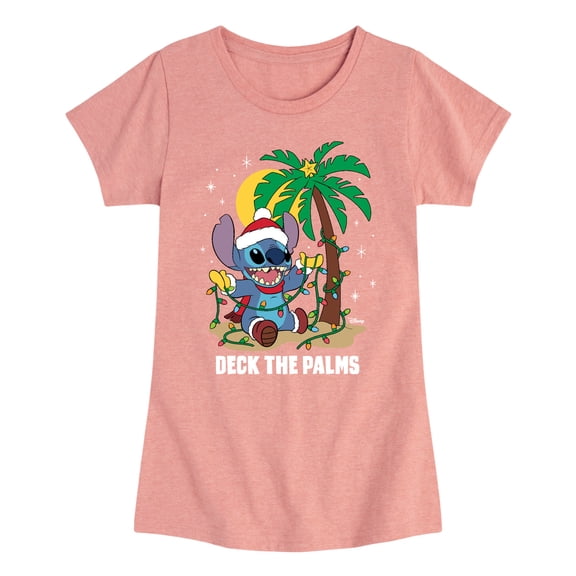 Lilo & Stitch - Deck The Palms - Girls Fitted Short Sleeve Tee