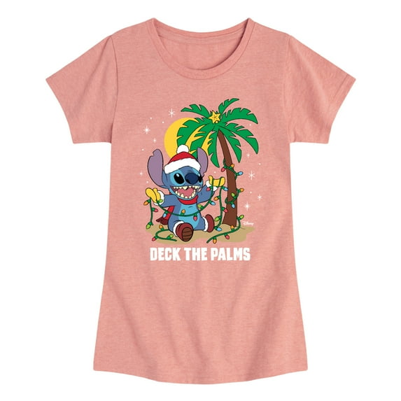 Lilo & Stitch - Deck The Palms - Girls Fitted Short Sleeve Tee