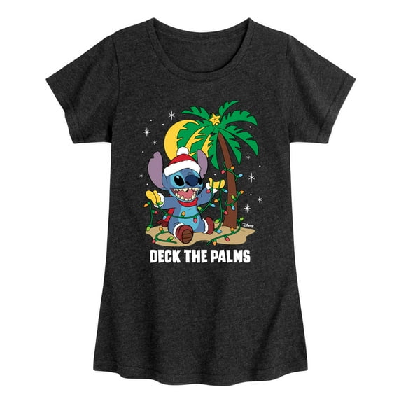Lilo & Stitch - Deck The Palms - Girls Fitted Short Sleeve Tee
