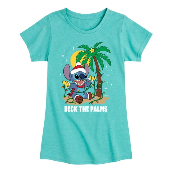 Lilo & Stitch - Deck The Palms - Girls Fitted Short Sleeve Tee
