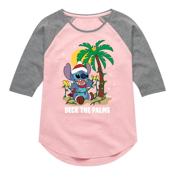 Lilo & Stitch - Deck The Palms - Girls Shirt Tail Raglan