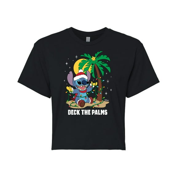 Lilo & Stitch - Deck The Palms - Juniors Cropped Cotton Blend T-Shirt