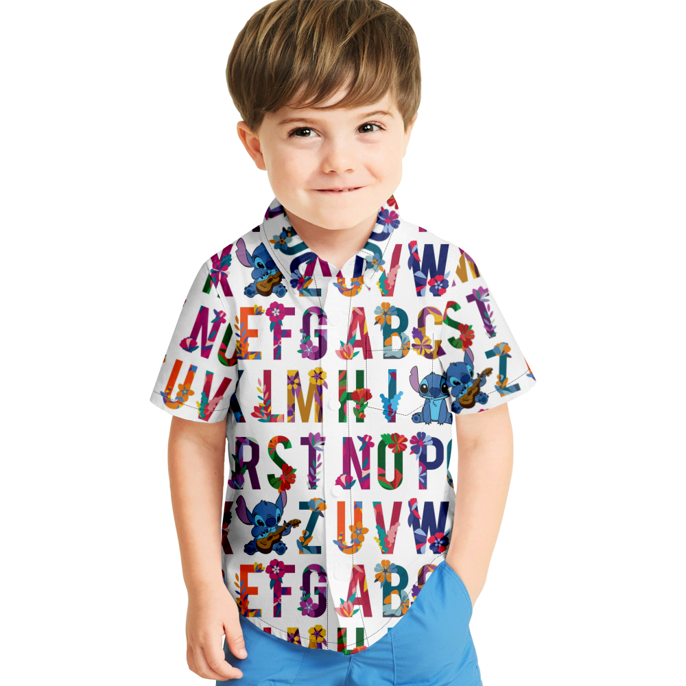 Lilo & Stitch Easy Care Sustainable ShortSleeve Button Down Shirt
