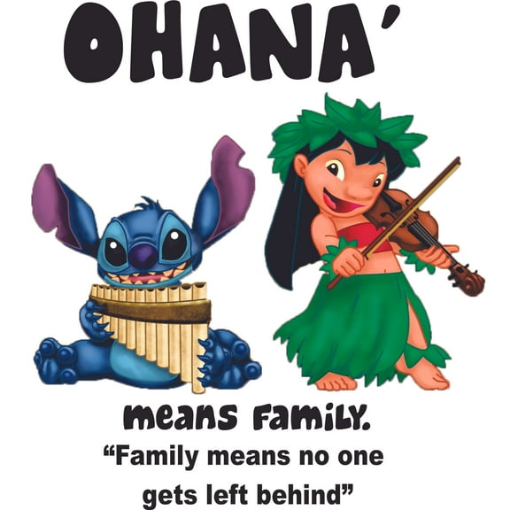Lilo Stitch Family Quote Music Cartoon Customized Wall Decal - Room Decor Wall Stickers Decoration Size (20x20 inch)