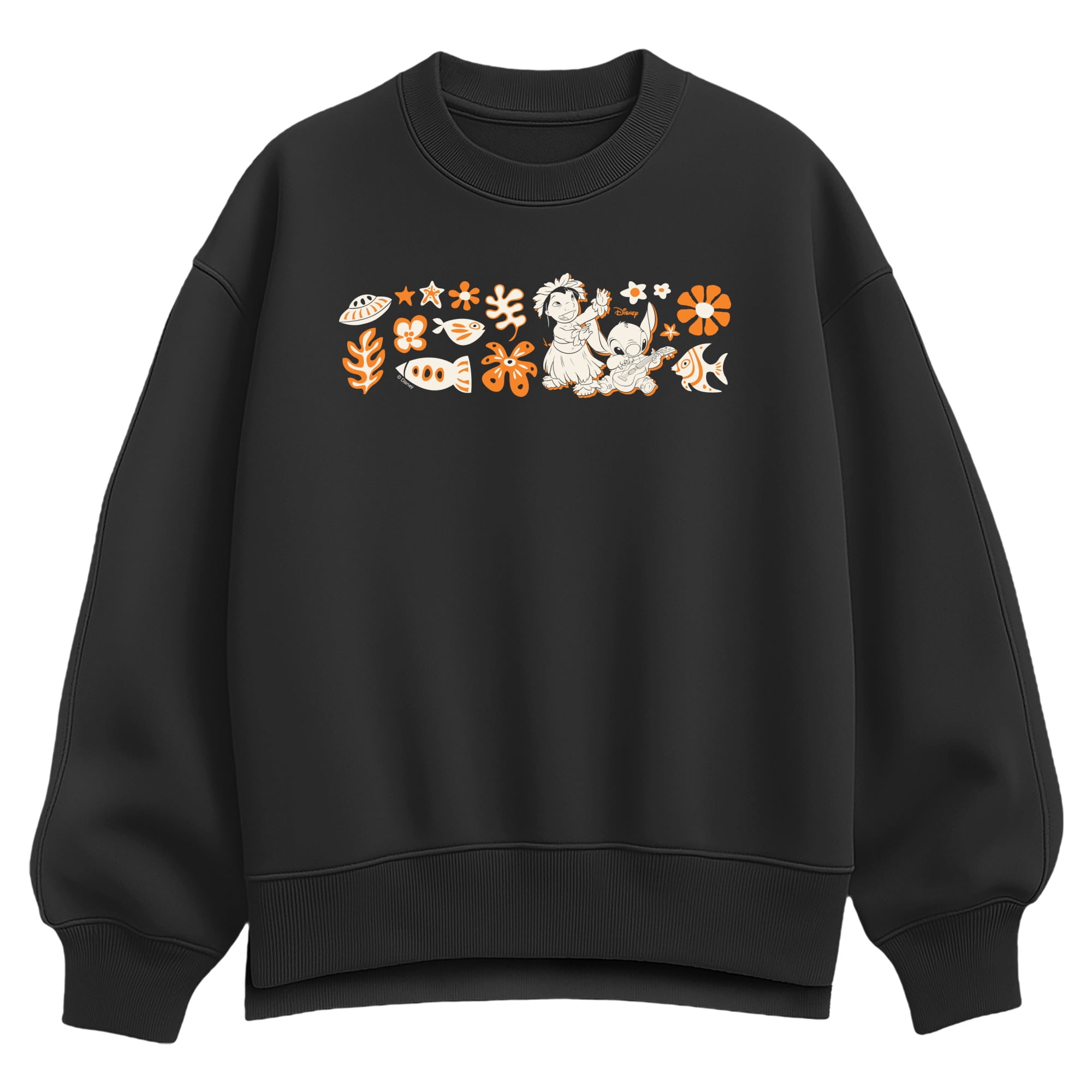 Lilo & Stitch - Floral Icons Women's Oversized Fleece Crew Sweatshirt ...