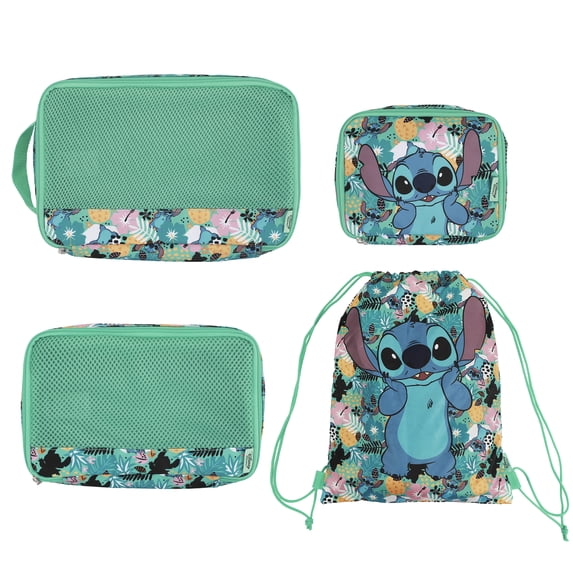 Lilo & Stitch Floral Print Stitch 4-Piece Packing Cube & Laundry Bag Set
