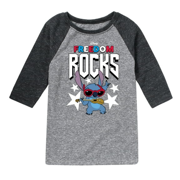 Lilo & Stitch - Freedom Rocks - Youth Raglan Graphic T-Shirt