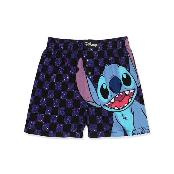 Lilo & Stitch Galaxy Check Mens Cotton Jersey Button Fly Boxer Lounge Shorts MF21609BX