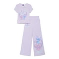 thumbnail image 1 of Lilo & Stitch Girls Graphic T-Shirt and Wide Leg Fleece Pant Outfit Set, 2-Piece, Sizes 4-16, 1 of 3