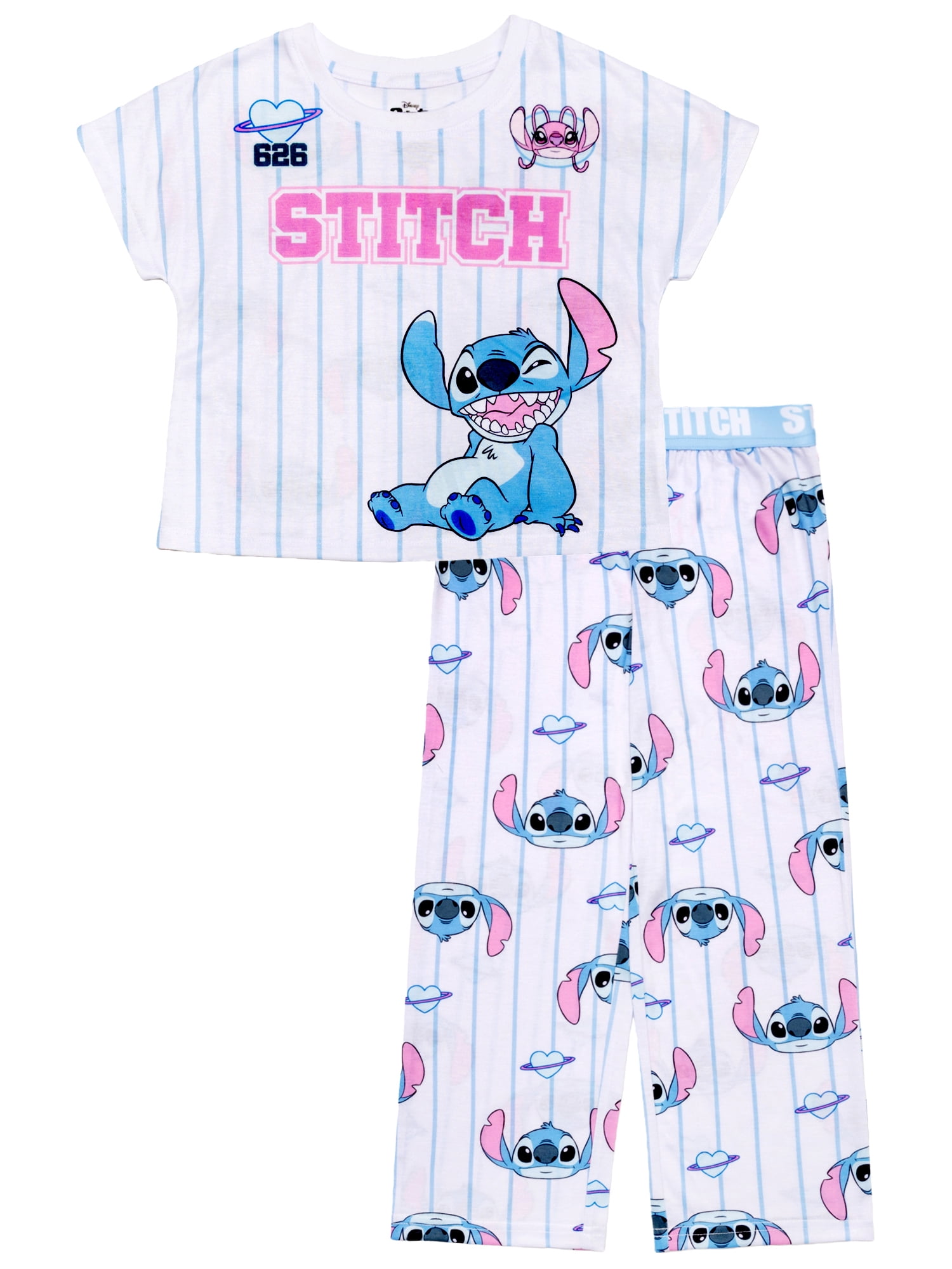 Lilo & Stitch Girls 2-Piece Jersey Short Sleeve Top and Pant, Sizes 4-16