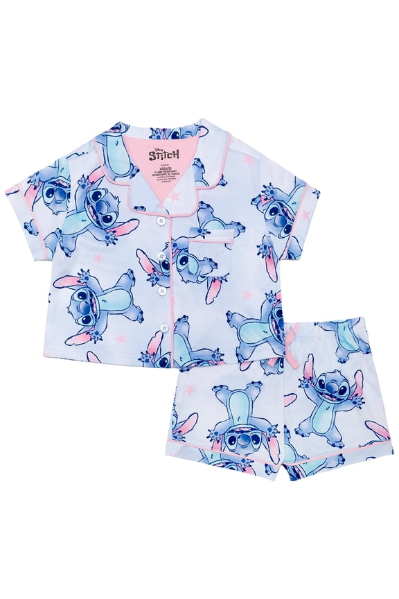Girls 2- Piece Jersey Short Sleeve Top and Short Coat Pajama Set, Sizes 4-12
