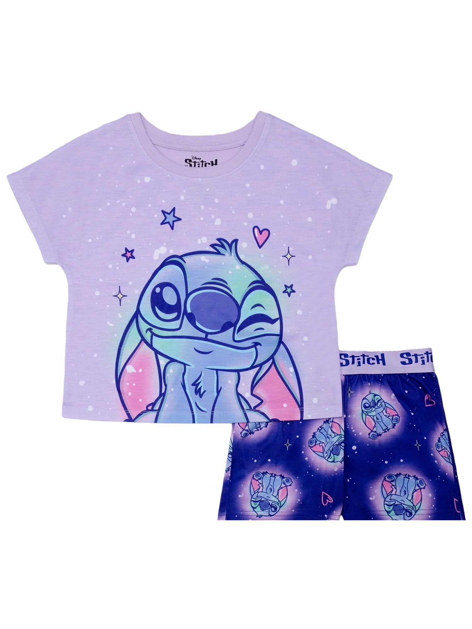 Lilo & Stitch Girls 2-Piece Jersey Short Sleeve Top and Short, Sizes 4-16