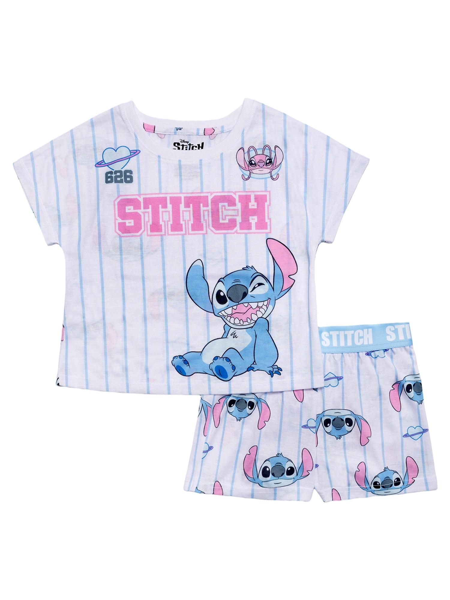 Lilo Stitch Girls 2 Piece Jersey Short Sleeve Top and Short Sizes 4 16