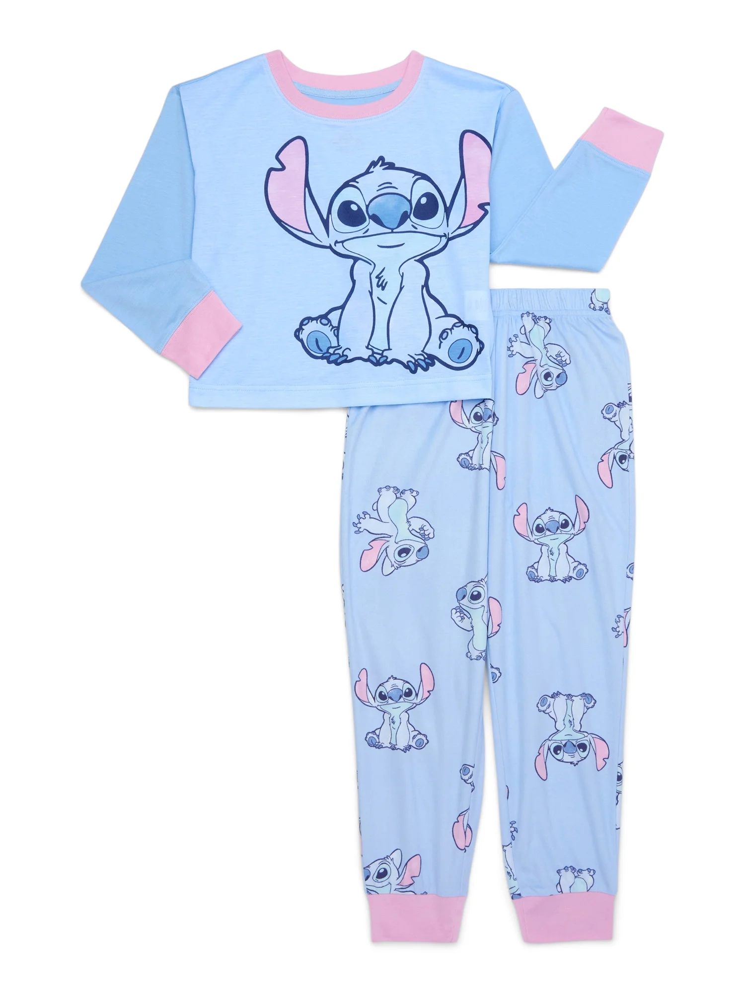 Disney Stitch Girls Long Sleeve Top and Pants Pajama Set 2 Piece Sizes 4 12 Walmart
