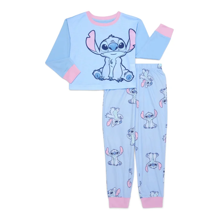 Disney Stitch Girls Long Sleeve Top and Pants Pajama Set 2 Piece Sizes 4 12 Walmart