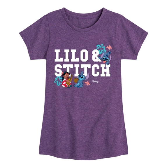 Lilo & Stitch - Girls' Fitted Short Sleeve Graphic T-Shirt