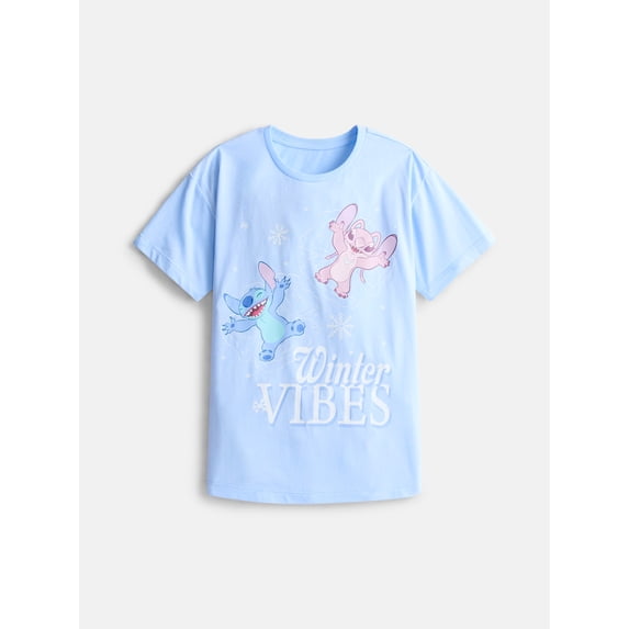 Disney Lilo & Stitch Girls' Graphic Tee with Short Sleeves, Sizes 4-16