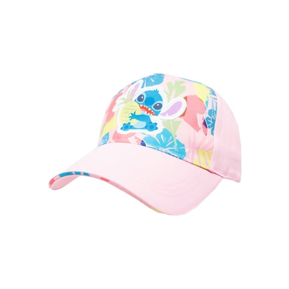 Lilo & Stitch Girls Licensed Baseball Hat Pink with Tropical Pattern