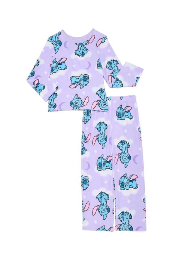 Lilo and Stitch Girls Holiday Long Sleeve Top and Pants Pajama Set, 2-Piece, Sizes 4-16