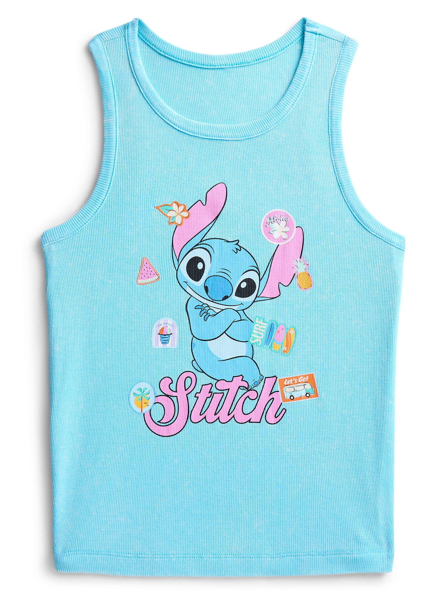 Lilo and Stitch Girls Stitch Patches Mineral Wash Graphic Tank Top, Sizes 4-16