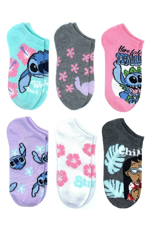 , Girls No-Show Socks, 6-Pack, Sizes S-L