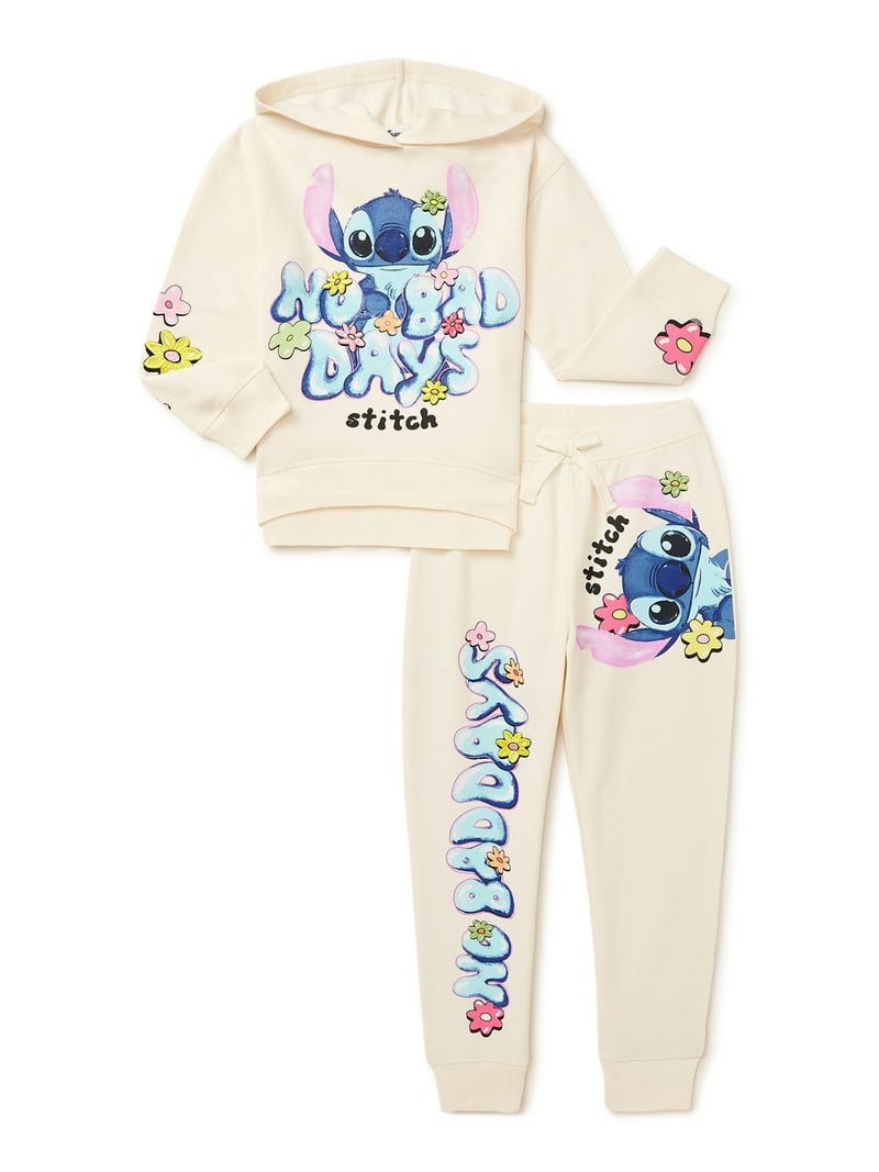 Lilo Stitch Retro Girls Hoodie Jogger Set, Kids Sweatshirt and