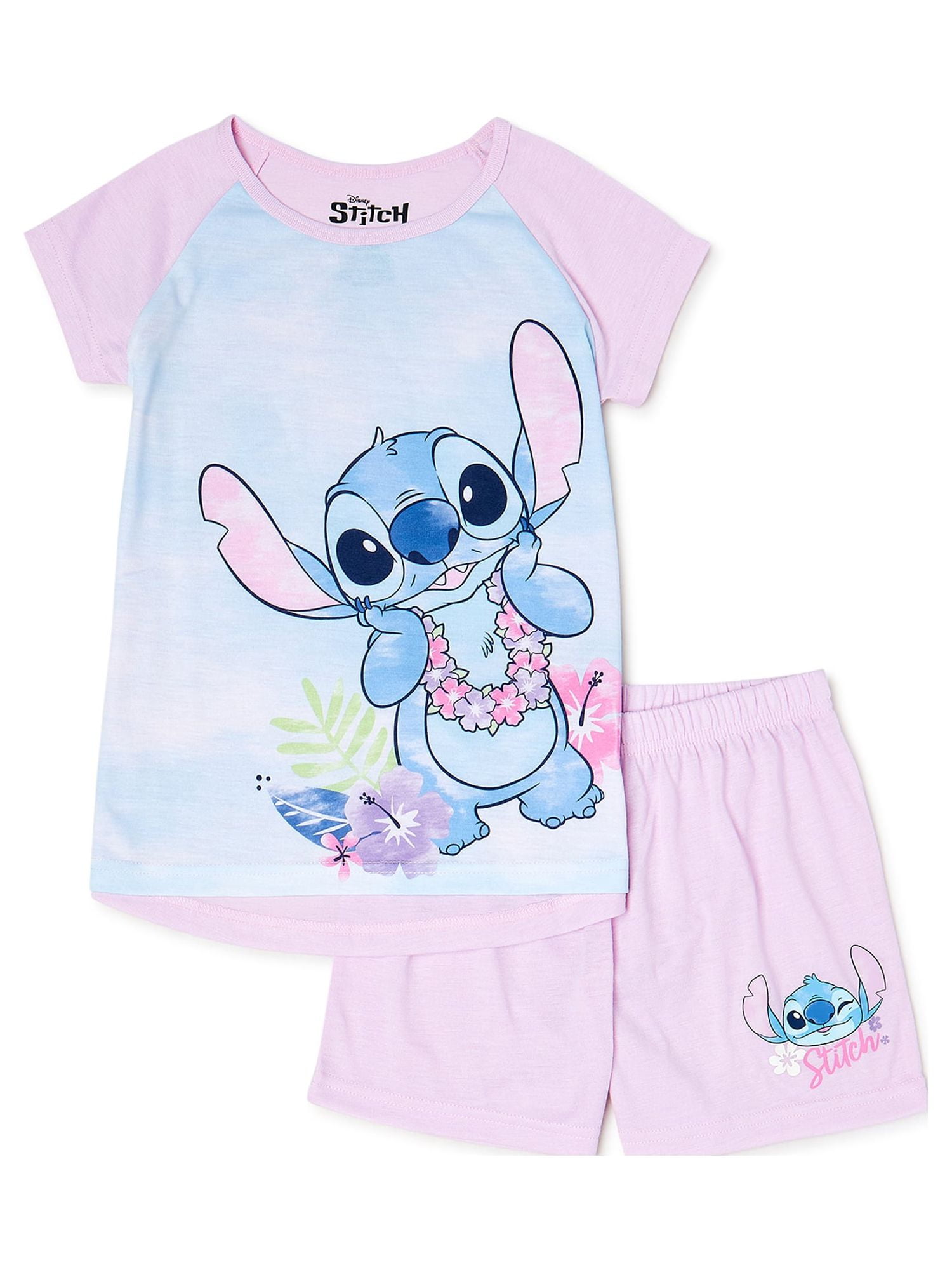 Lilo & Stitch Girls Short Sleeve Shirt and Short Pajama Set, 2 Piece ...