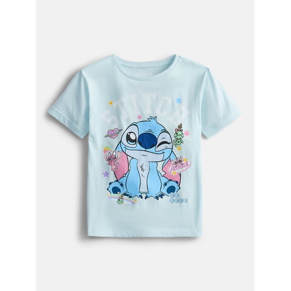 Lilo & Stitch Girls' Graphic Tee with Short Sleeves, Sizes 4-16
