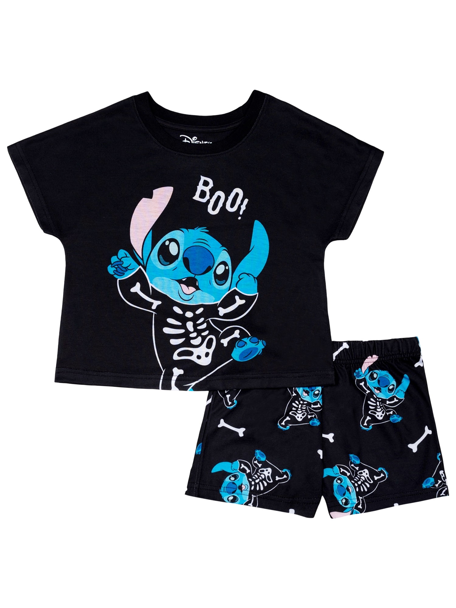 Lilo & Stitch Girls Short Sleeve Top and Short Pajama Set, 2-Piece, Sizes 4-12