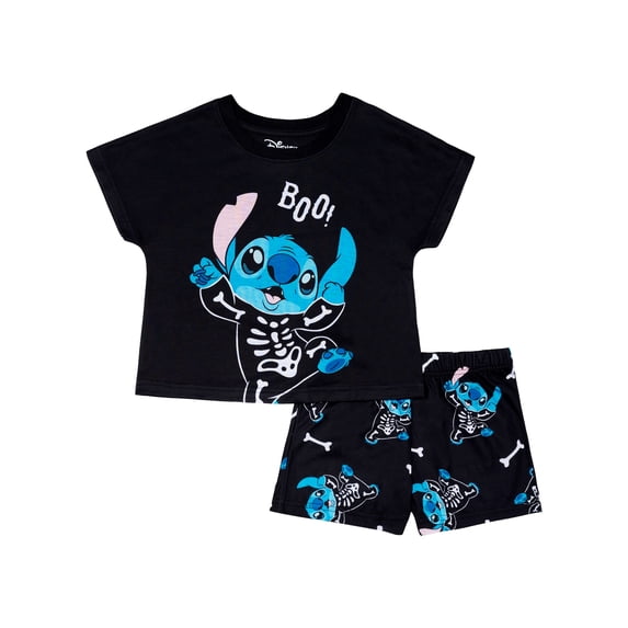 Lilo & Stitch Girls Short Sleeve Top and Short Pajama Set, 2-Piece, Sizes 4-12
